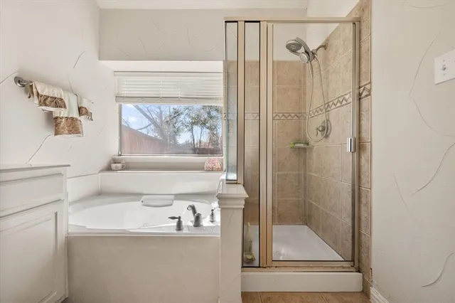 a bathroom with a shower and a sink