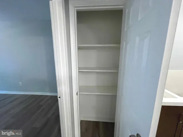 a view of an empty walk in closet