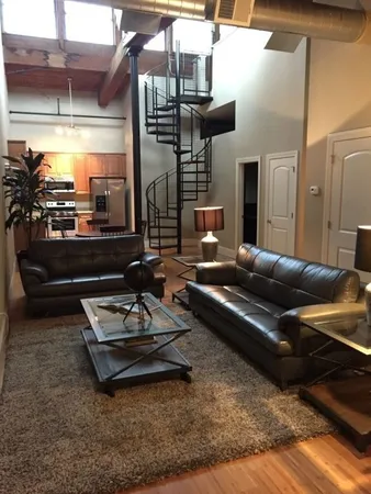 a living room with furniture