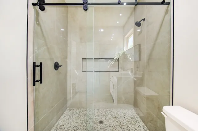 a bathroom with a shower