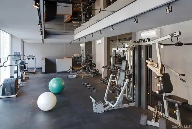 a room with gym equipment