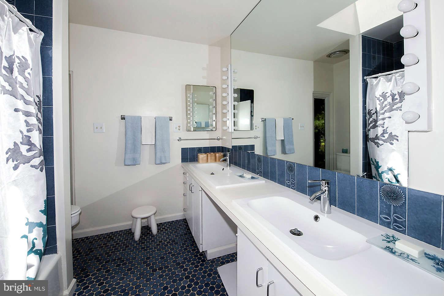 2724 Chain Bridge Road Northwest Washington, DC 20016 - Photo 16 of 30 a bathroom with a sink toilet a mirror and shower