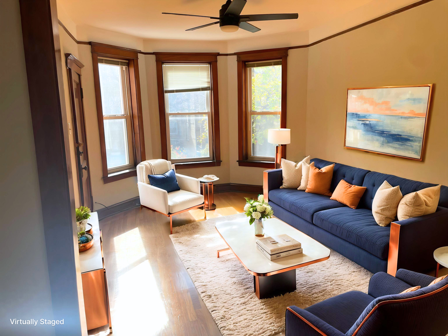 2340 West Thomas Street, Unit 2F Chicago, IL 60622 - Photo 2 of 10 a living room with furniture and a large window