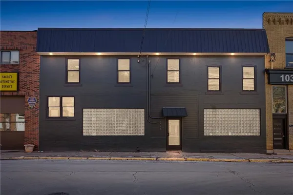 a front view of a building