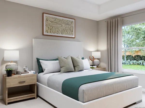 a bedroom with bed and window