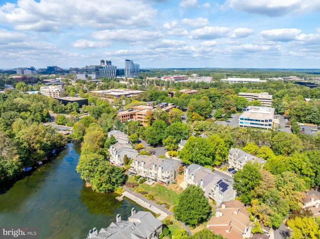 a view of a lake with houses