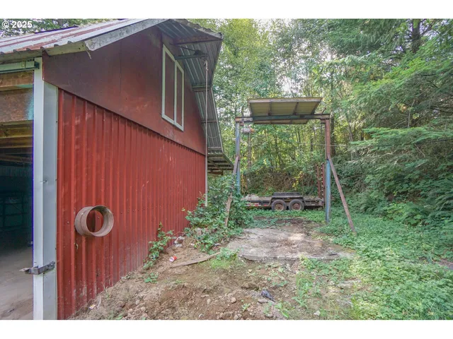 a view of a yard with plants