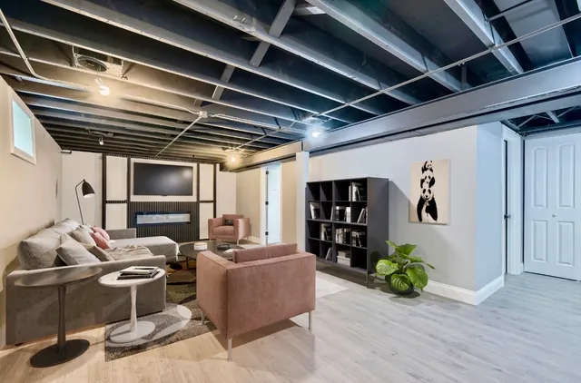 a living room with furniture