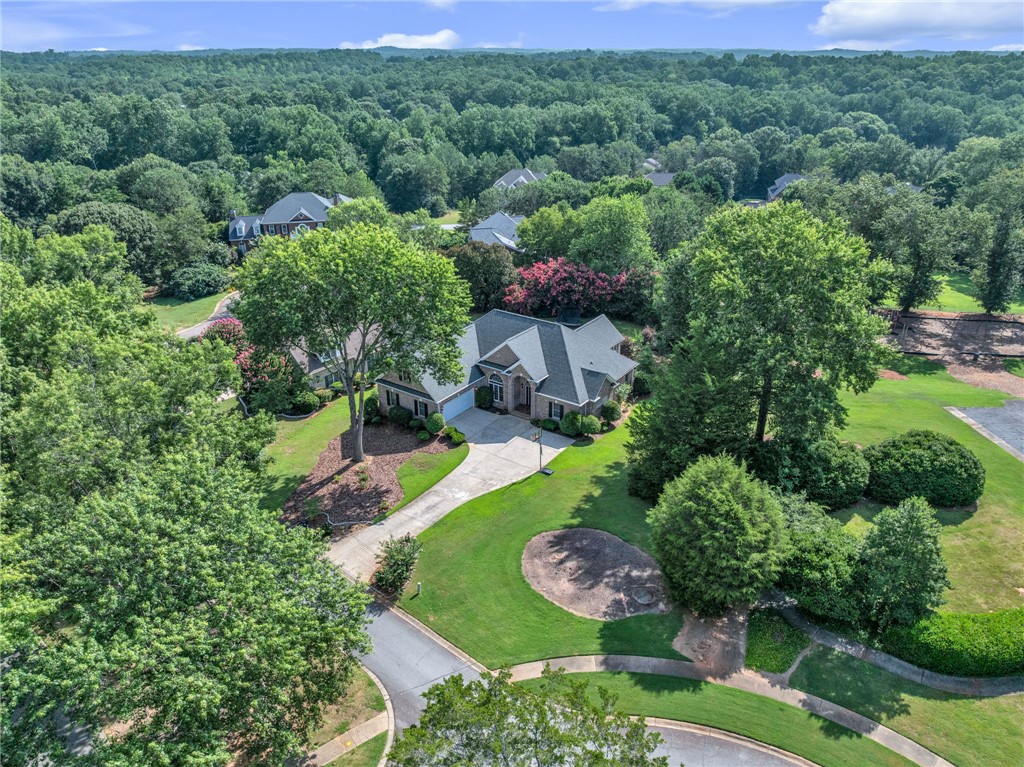 102 Country Walk Lane Clemson, SC 29631 - Photo 33 of 39 An aerial perspective reveals a beautiful home nestled amidst verdant landscaping and mature trees.