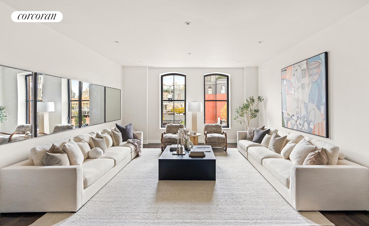 250 West Street, Unit 8H Manhattan, NY 10013 - Photo 2 of 16 a living room with furniture and a large window