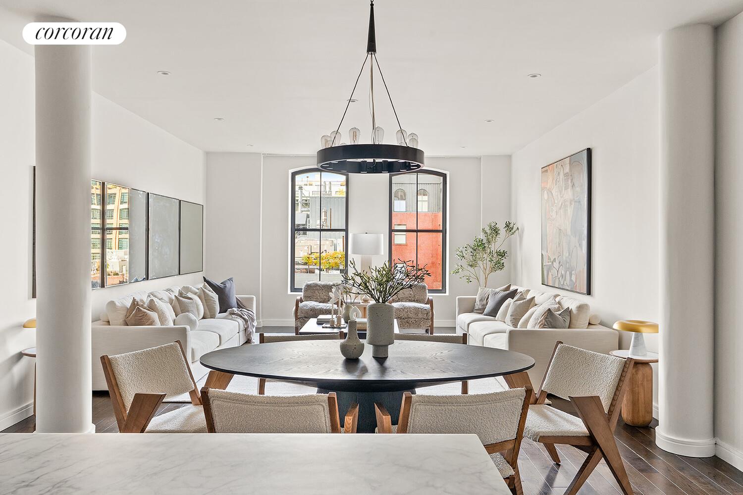 250 West Street, Unit 8H Manhattan, NY 10013 - Photo 6 of 16 a view of a dining room with furniture window and outside view