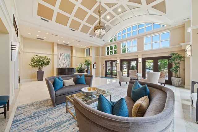 a view of a patio with a sitting area