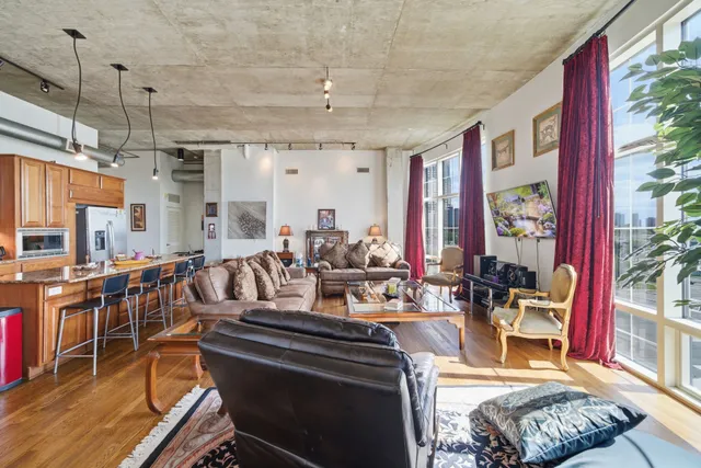 a living room with furniture