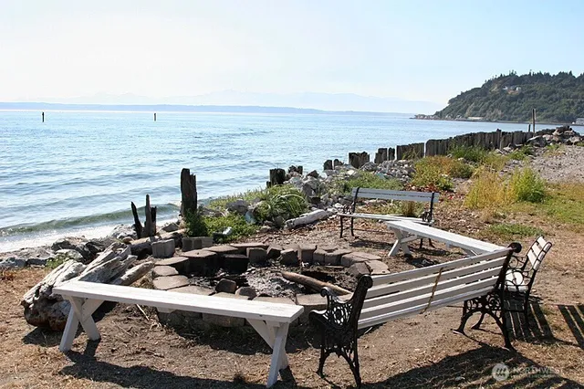 a view of outdoor space with seating