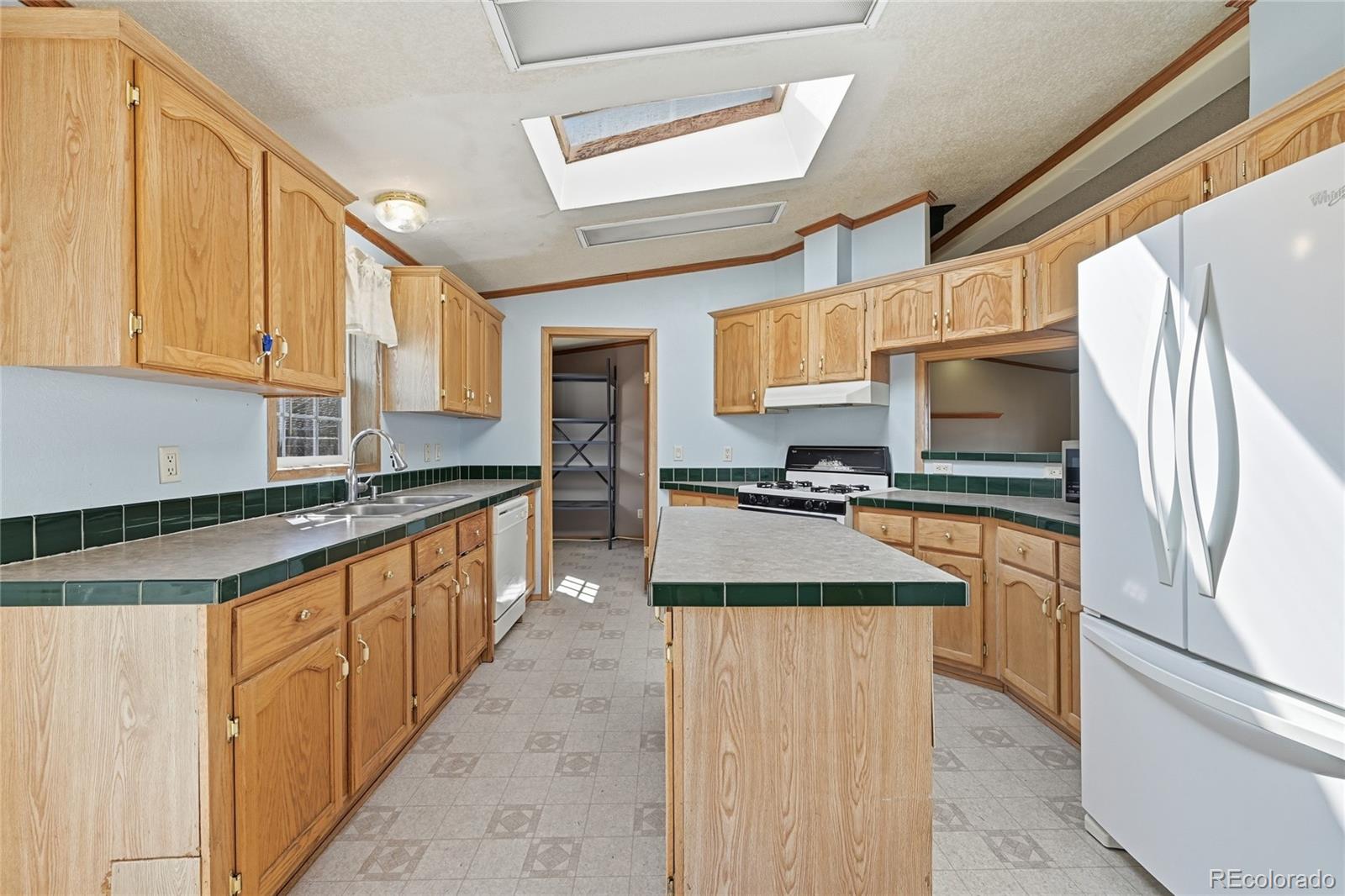 4441 Goldenburg Canyon Road Hartsel, CO 80449 - Photo 16 of 48 a kitchen with stainless steel appliances granite countertop a sink a stove and a refrigerator