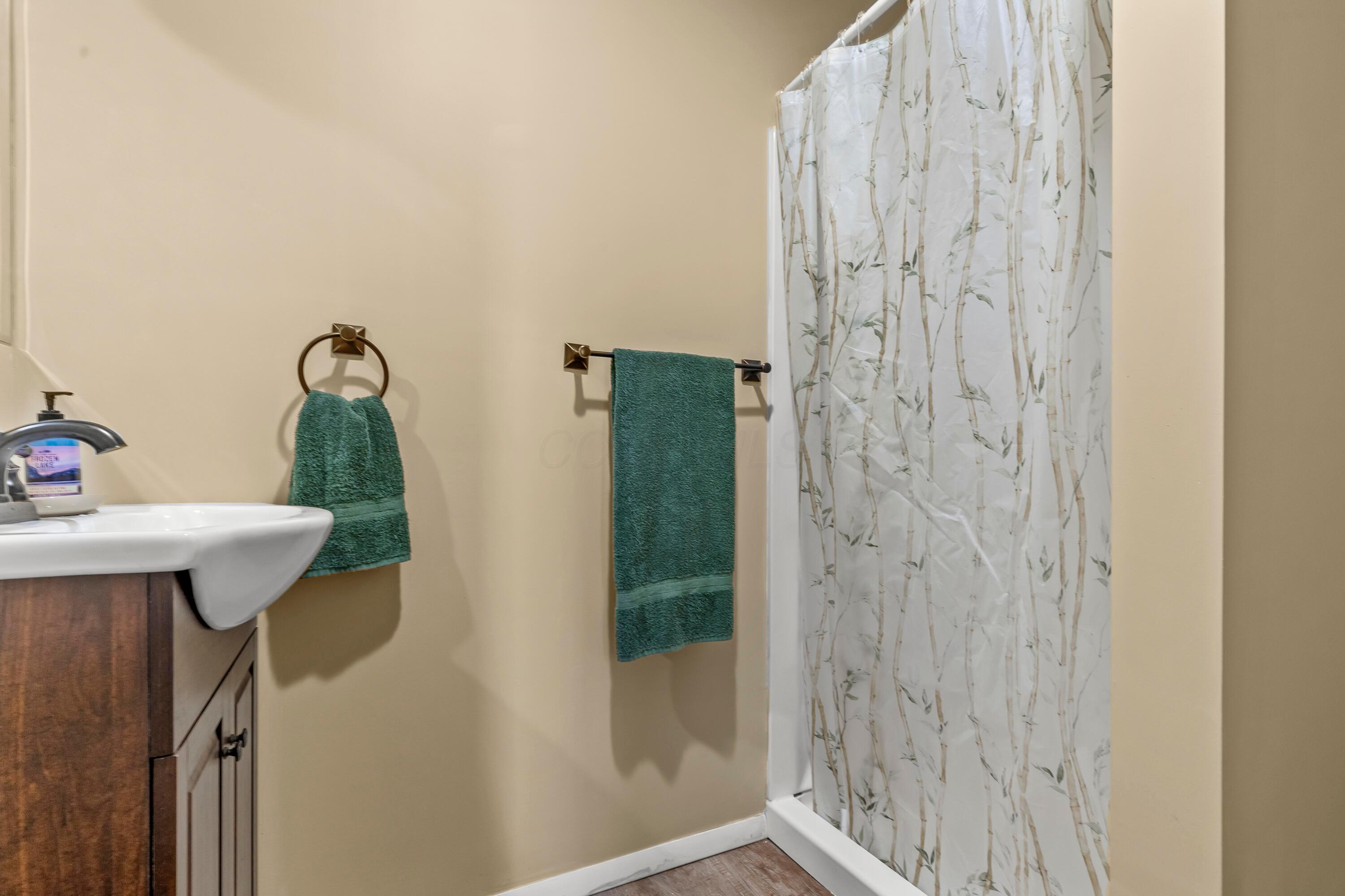 3582 Panhandle Road Delaware, OH 43015 - Photo 43 of 65 • Luxury vinyl plank flooring • Ivory painted walls • Enclosed vanity with single bowl sinktop • 3 bulb wall light • Can lighting • Shower stall