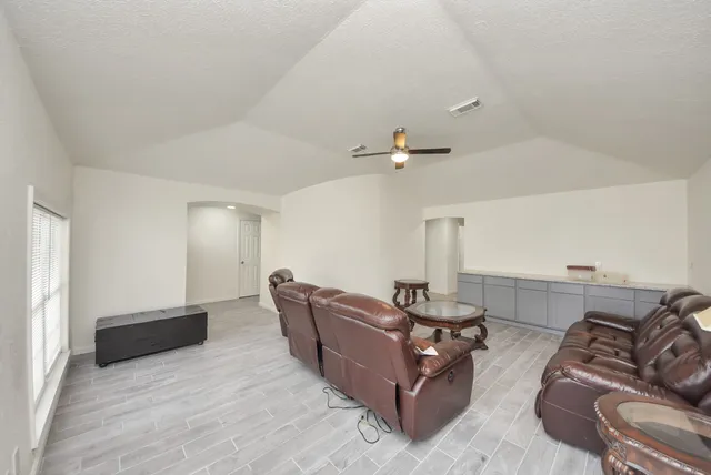 a living room with furniture