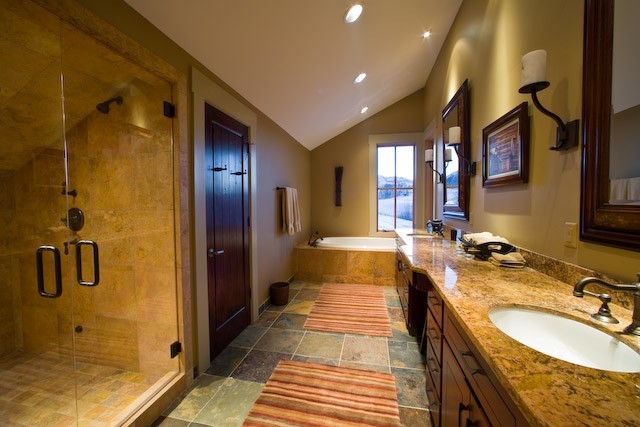 143 Adams Ranch Road Mountain Village, CO 81435 - Photo 6 of 16 a bathroom with a granite countertop sink and a mirror