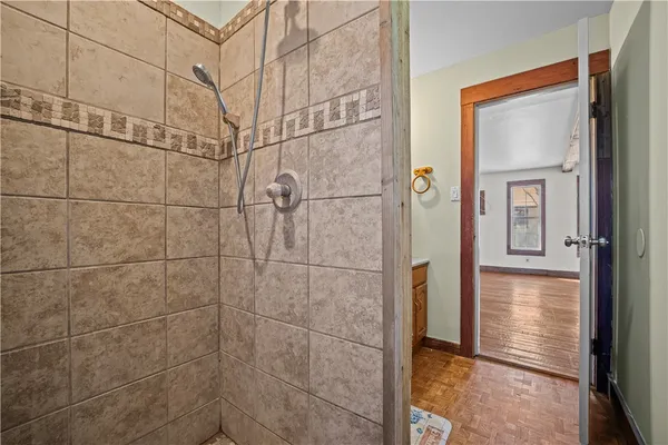 a bathroom with a shower