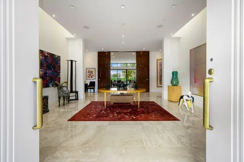 a view of a dining area with furniture