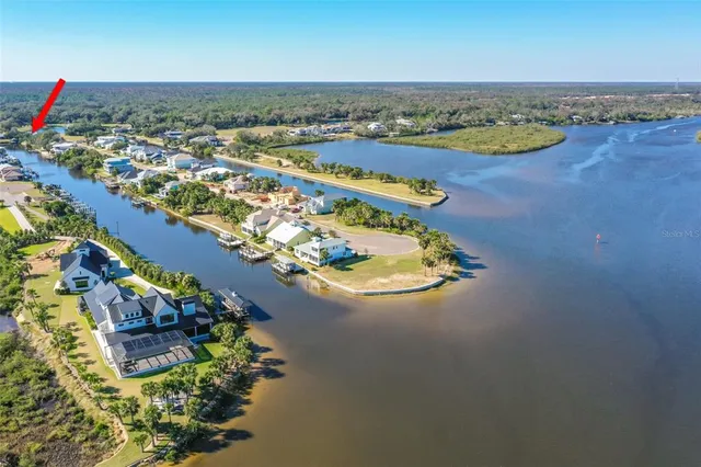 a view of a lake with houses