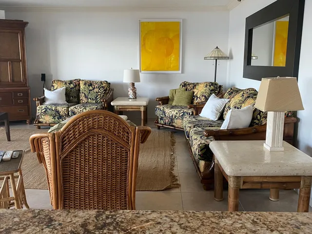 a living room with furniture