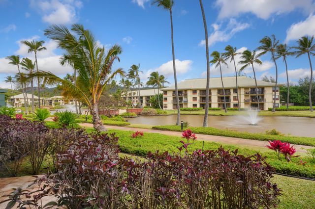 a view of a park with palm trees