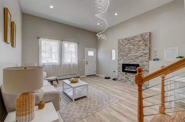 a living room with furniture