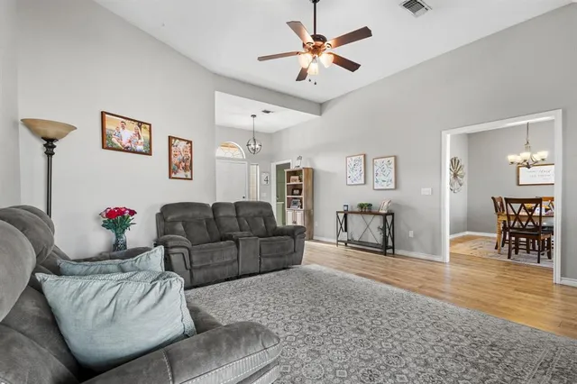 a living room with furniture