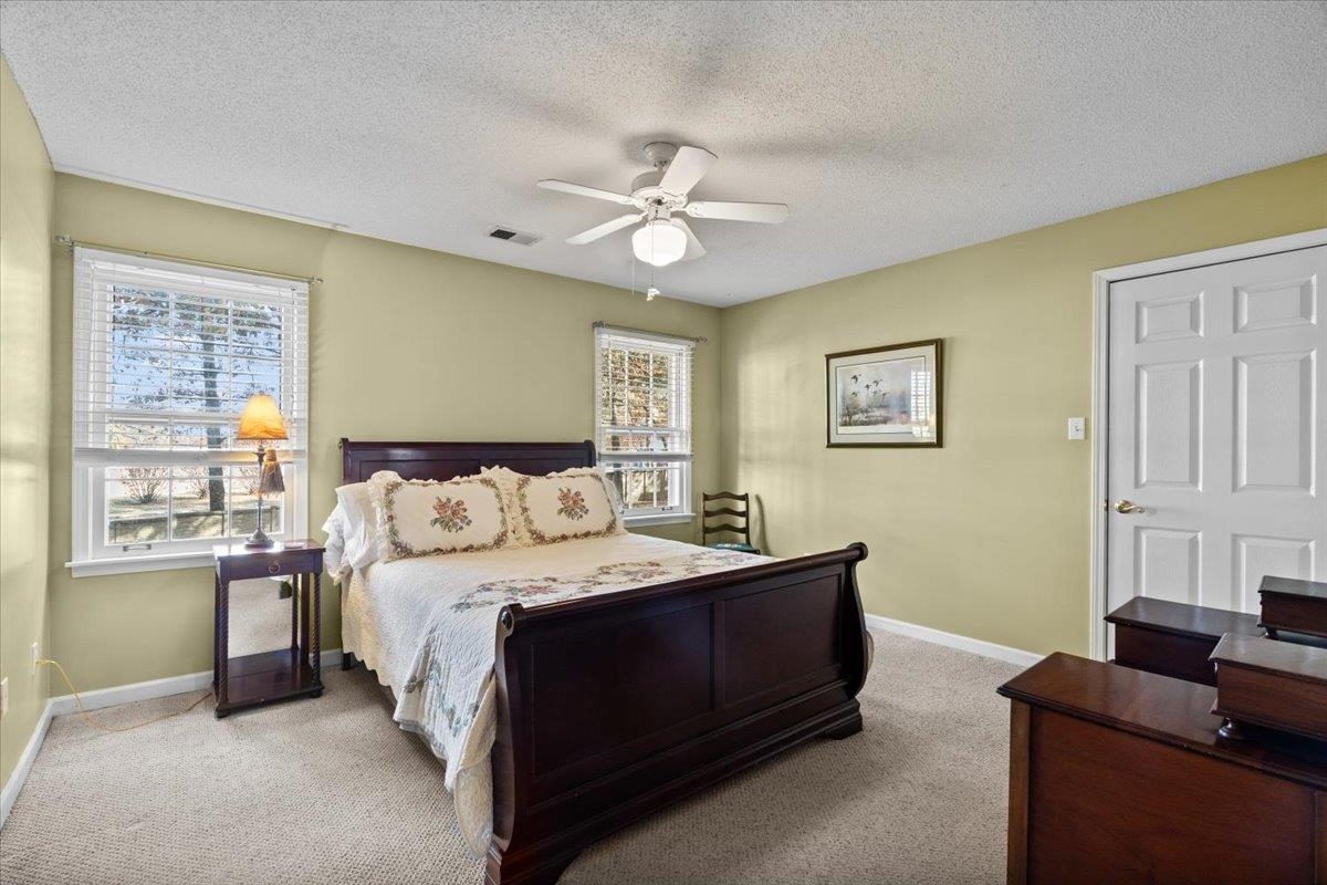 732 North Tree Drive Collierville, TN 38017 - Photo 29 of 40 Bedroom with carpet flooring, multiple windows, a textured ceiling, and ceiling fan