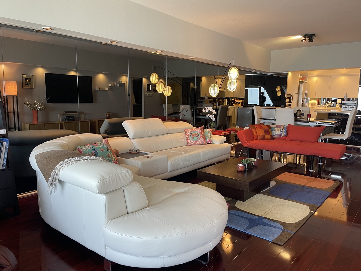 175 East Delaware Place, Unit 6706 Chicago, IL 60611 - Photo 7 of 30 a living room with furniture and a fireplace