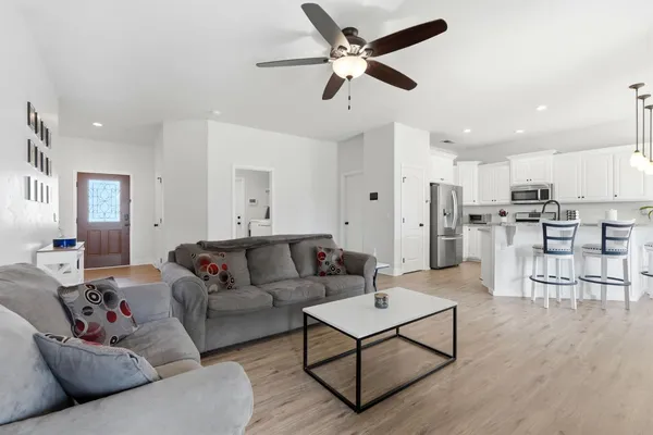a living room with furniture