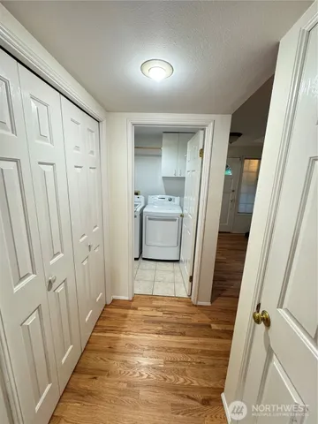 a utility room with dryer and washer