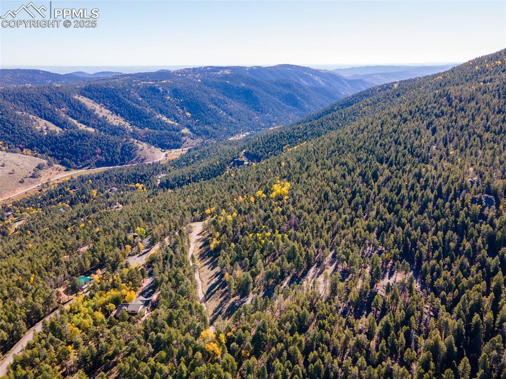 12350 Powhatan Trail Conifer, CO 80433 - Photo 4 of 19 Aerial view of property with driveway and building sites.