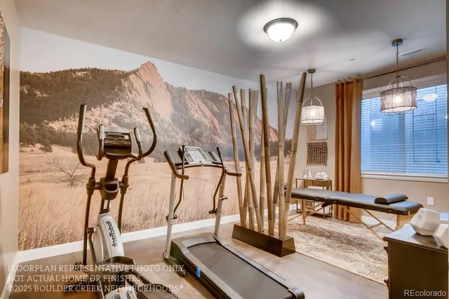 a room with gym equipment