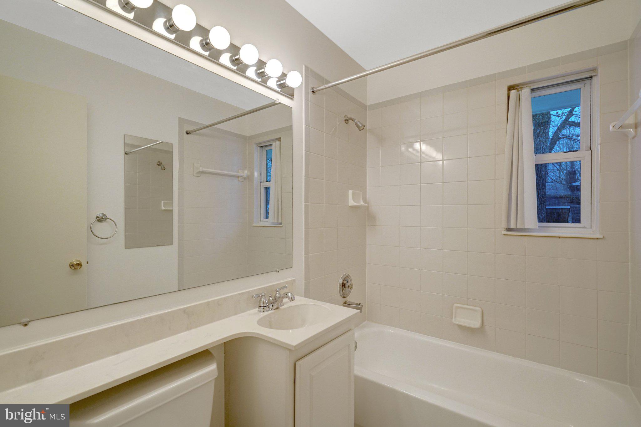 5417 Juliet Street Springfield, VA 22151 - Photo 17 of 46 a bathroom with a sink a toilet a large mirror and shower