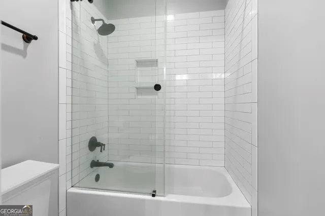 a bathroom with a bathtub