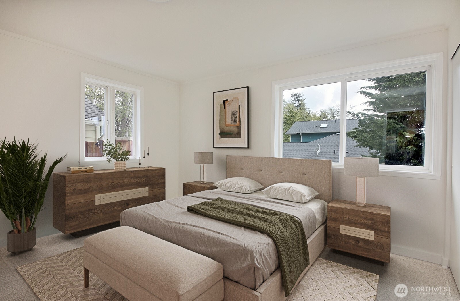 3760 Periwinkle Road Clinton, WA 98236 - Photo 20 of 34 a bedroom with a balcony a bed and a window