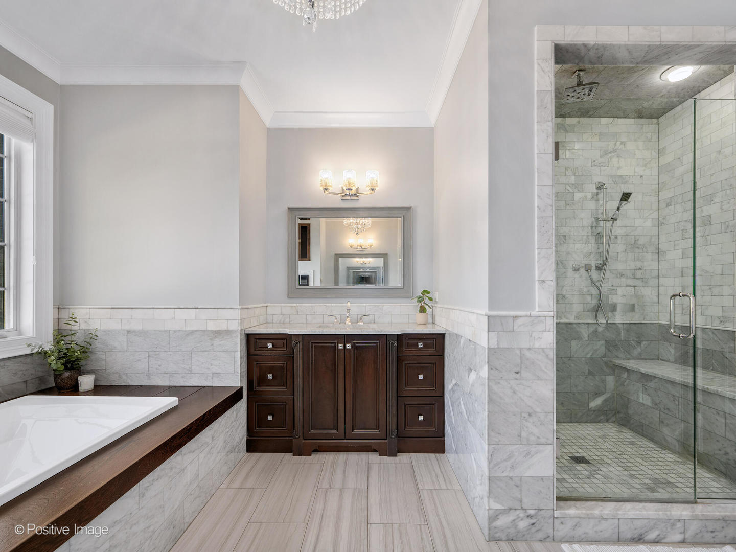 109 East Madison Street Elmhurst, IL 60126 - Photo 29 of 56 a spacious bathroom with a granite countertop sink a toilet a mirror and shower