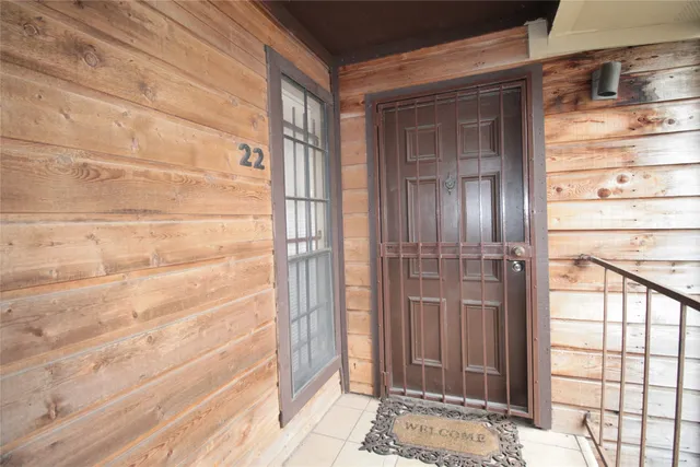 a view of a wooden door