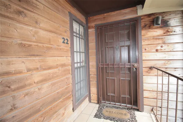 a view of a wooden door