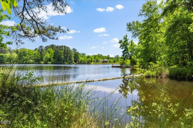 a view of a lake with houses