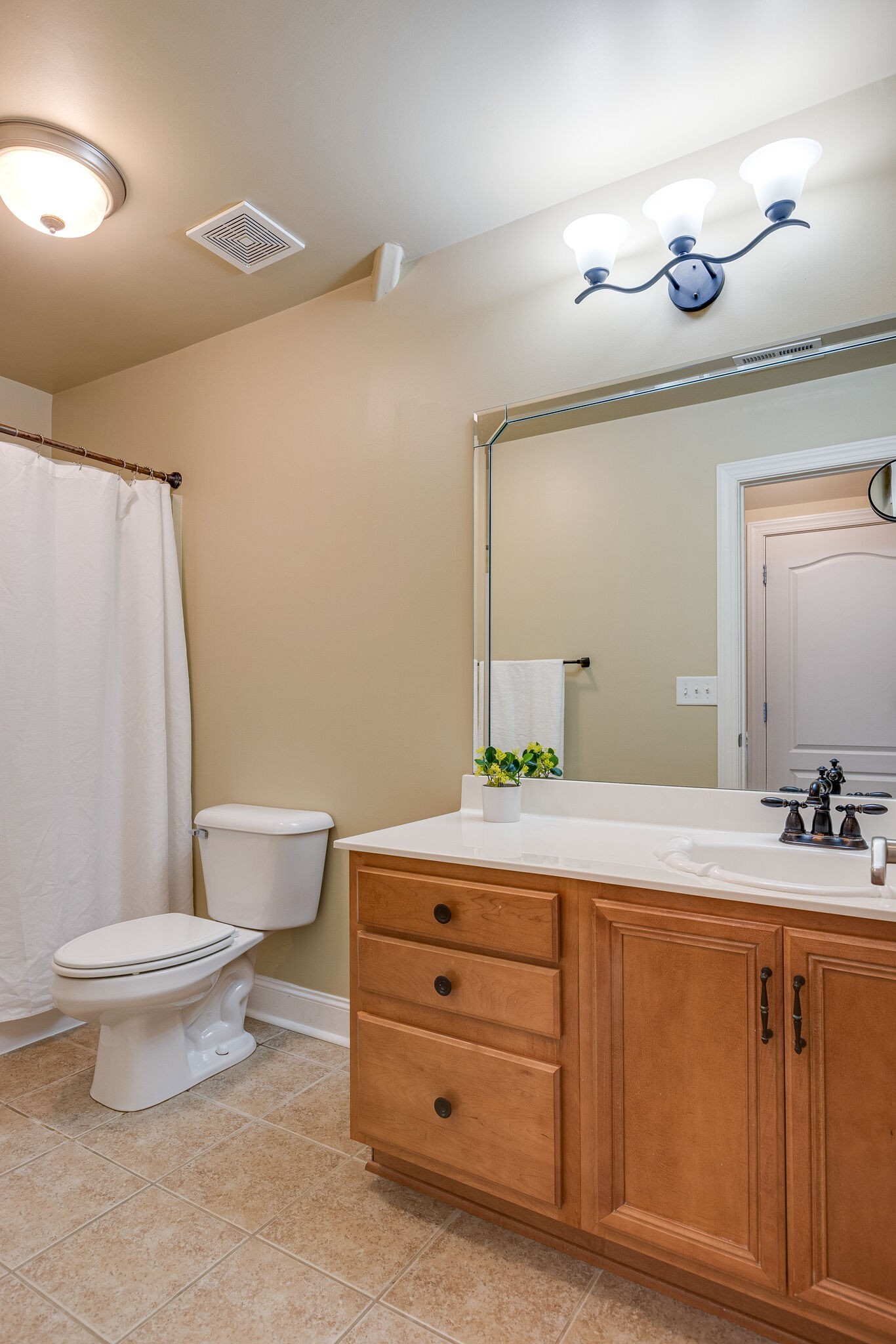 1213 White Rock Road Spring Hill, TN 37174 - Photo 39 of 50 a bathroom with a granite countertop sink toilet and a mirror