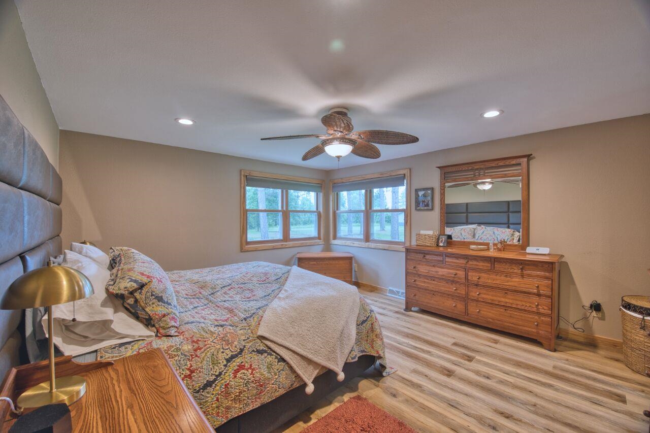 3557 Haverkamp Road Hibbing, MN 55746 - Photo 24 of 60 Bedroom with light wood-type flooring, recessed lighting, and a ceiling fan