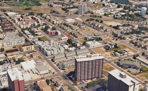 an aerial view of a city