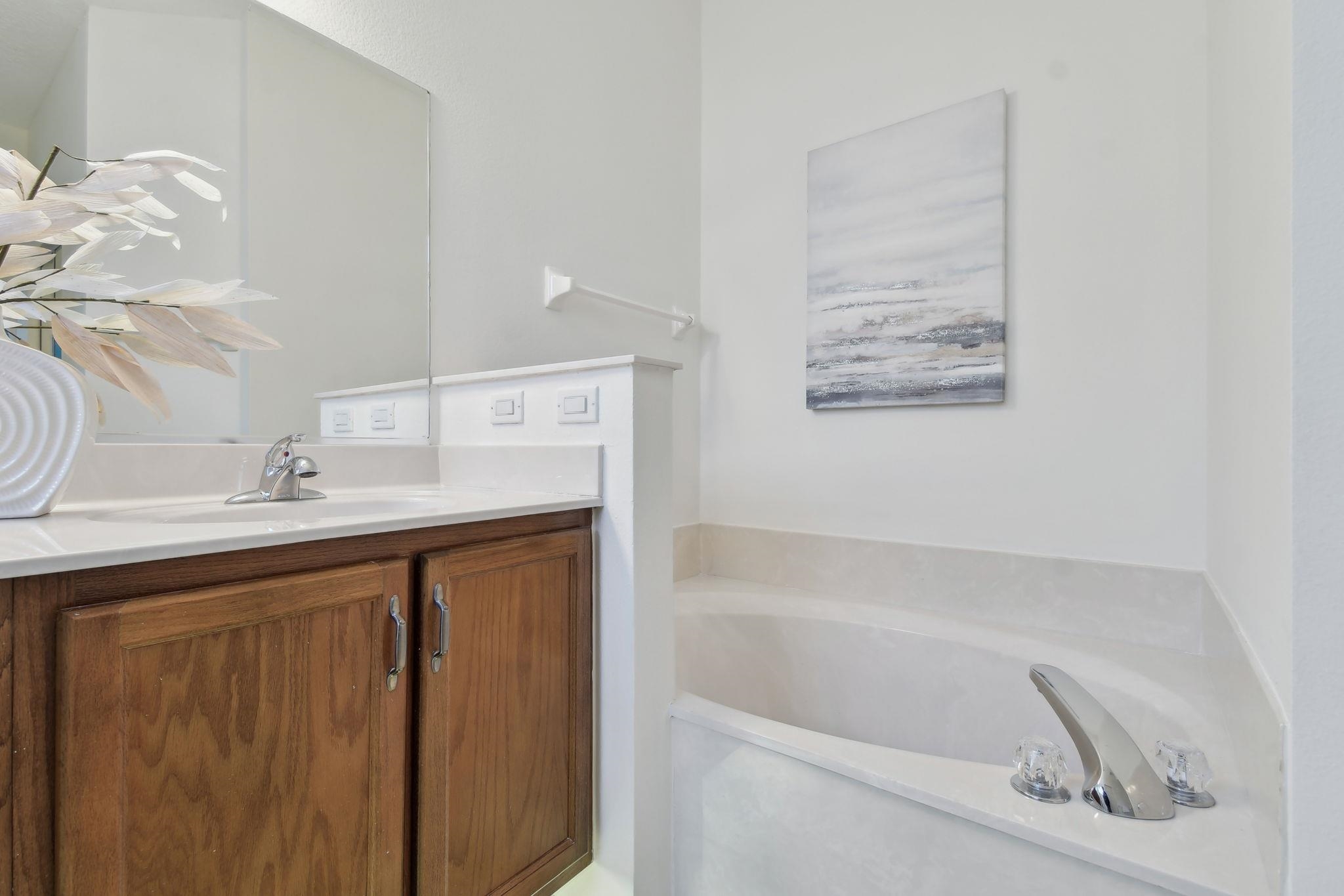 581 Boxwood Place St. Augustine, FL 32086 - Photo 25 of 44 a bathroom with a bathtub sink and mirror