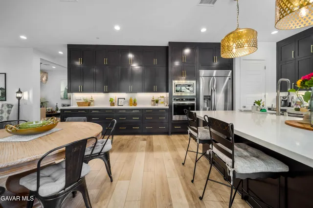 a view of a hallway with seating area