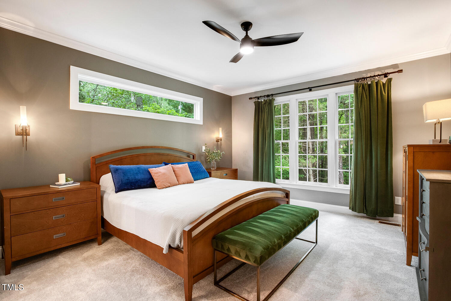 5809 Garrett Road Durham, NC 27707 - Photo 23 of 66 a bedroom with a bed and a large window