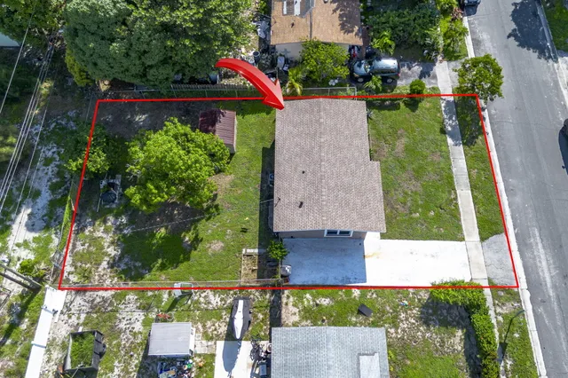 an aerial view of a house