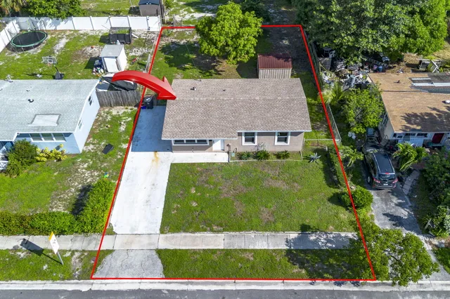 an aerial view of a house